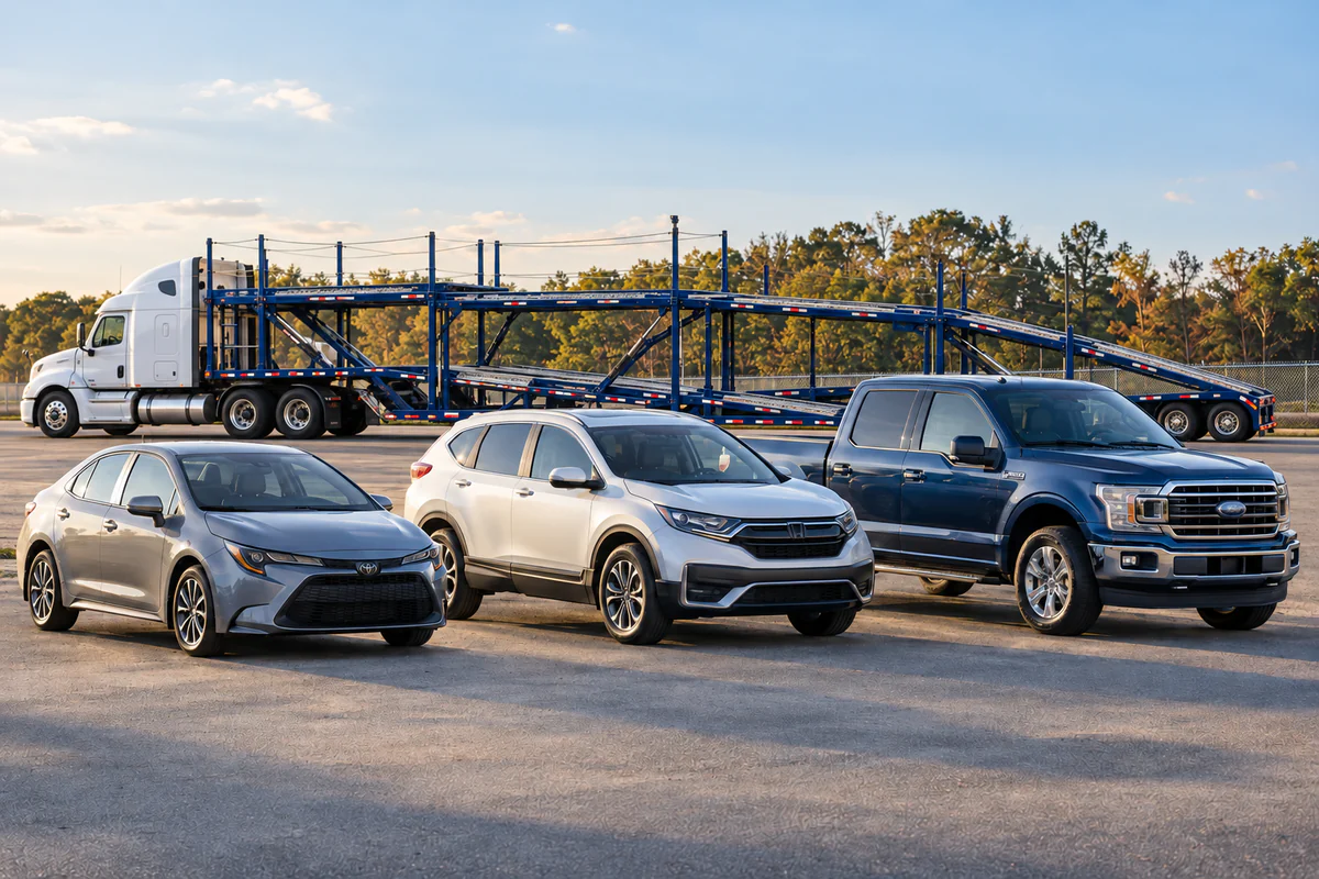 Different vehicle sizes prepared for transport. Illustration of vehicle size as one input used to build a shipping quote.